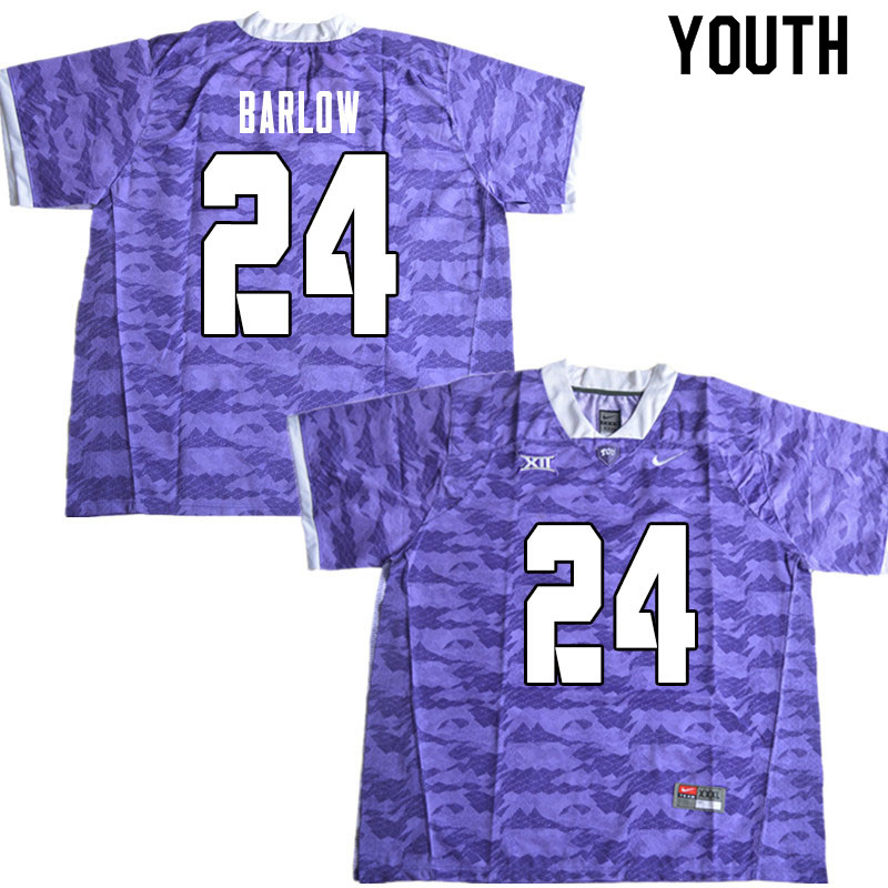 Youth #24 Darwin Barlow TCU Horned Frogs College Football Jerseys Sale-Limited Purple